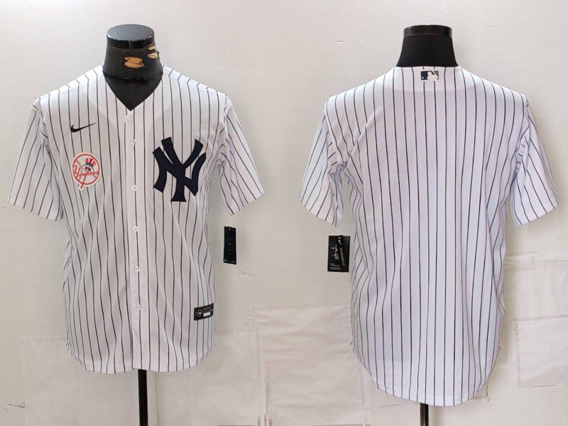 Men New York Yankees Blank White Stripe Game 2024 Nike MLB Jersey style 1